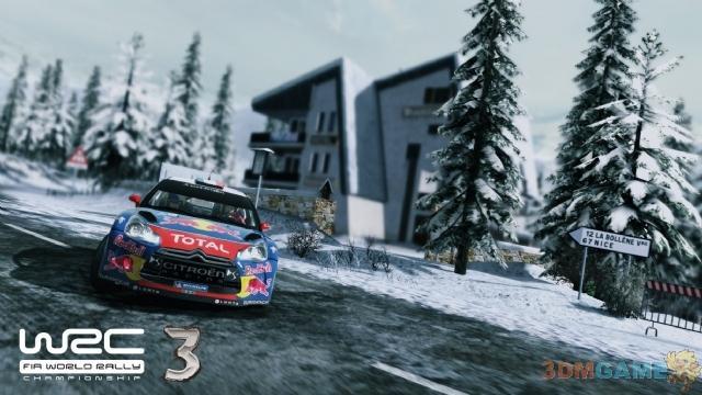 《世界汽车拉力锦标赛3》雪地赛道截图 酷似尘埃3