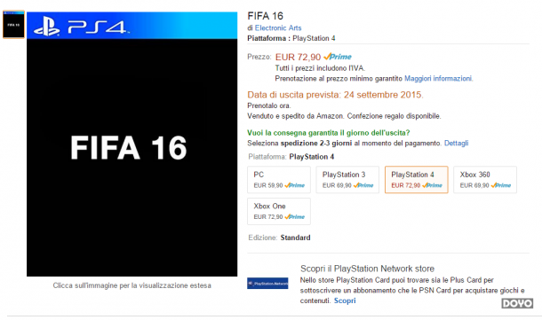 又是挂名占位？亚马逊泄露《FIFA 16》发售日期