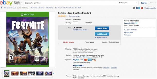 《堡垒之夜》实体版游戏价格惊人 最低329美元