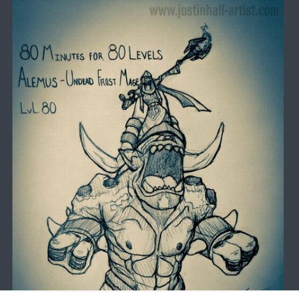 國外《魔獸》玩家手繪亡靈法師 素描記錄升級全過程